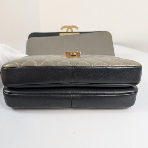 Chanel Two Tone Gray Navy Large Double Flap Bag - Picture 6 of 16